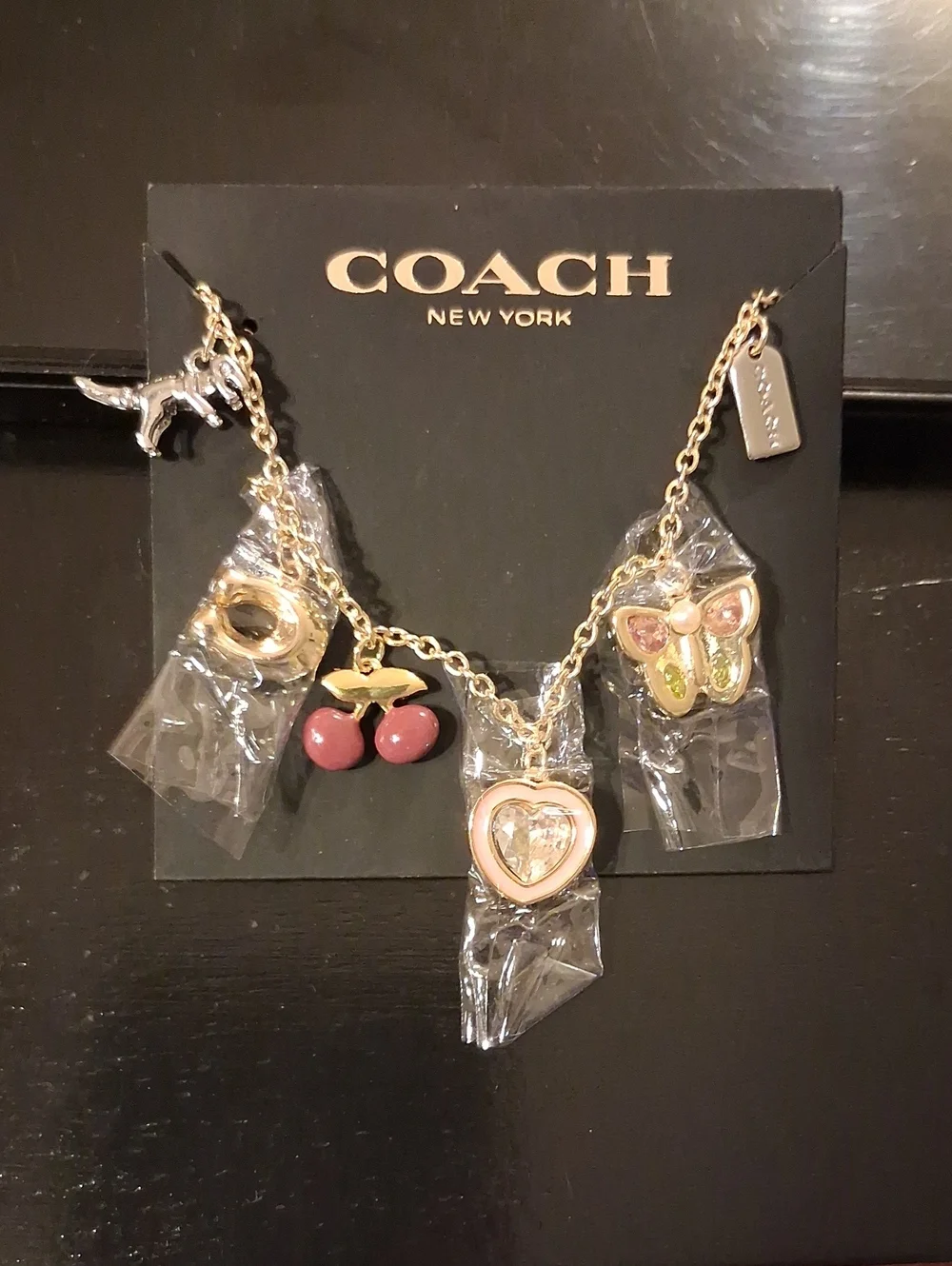 Coach Cherry Butterfly Charm Bracelet New Still With Protective Covers